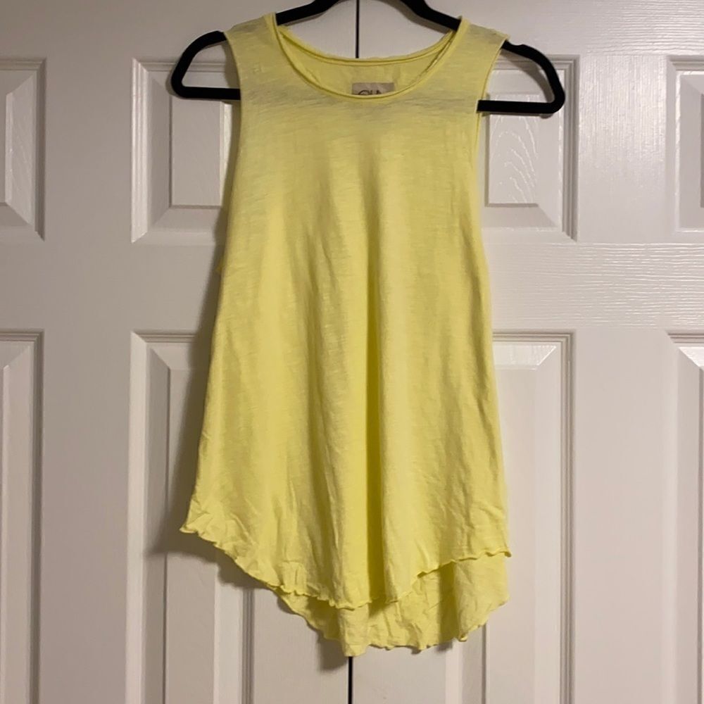 Chaser Bright Yellow Curved Botton Tank Top